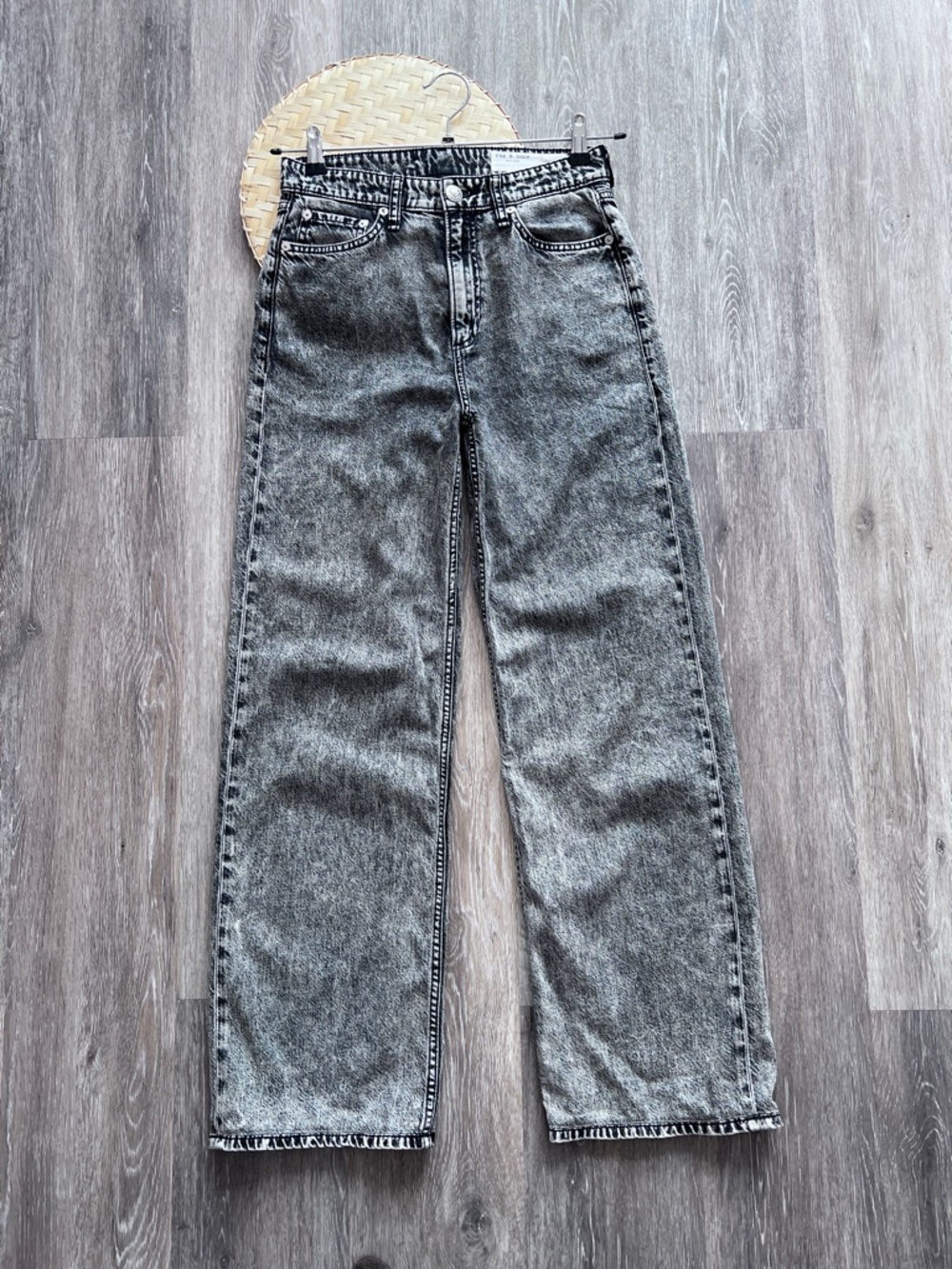 Rag & bone featherweight Logan mid rise wide leg jeans slate gray - Picture 3 of 12